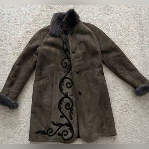 Wolff of Canada Leather Sheepskin Shearling Fur Lined Coat size M